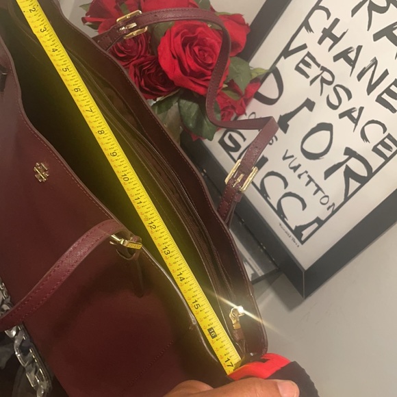 Ladies TORY BURCH LEATHER TOTE BAG Burgundy - Picture 15 of 15